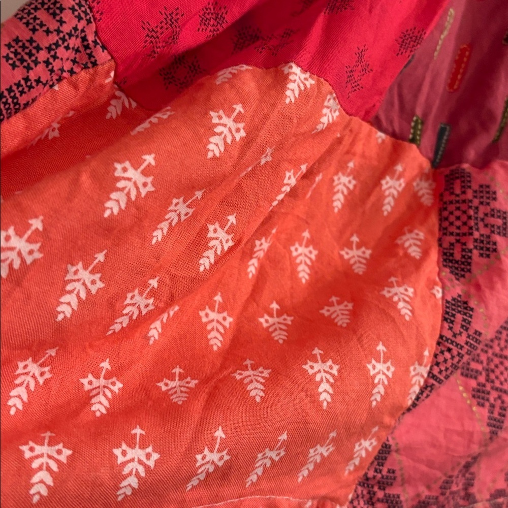 1990s Dead Stock Bohemian Patchwork Red & Pink A Line Skirt XS/Small 0-4 Woman’s - Picture 3 of 17